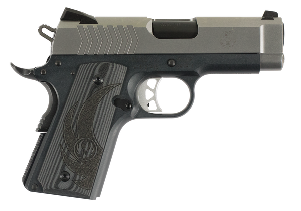 Ruger 6758 SR1911 Officer-Style 9mm Luger 7+1 3.60" Black Steel Barrel, Serrated Stainless Steel Slide, Tungsten Gray Cerakote Aluminum Frame w/Beavertail, Deluxe Checkered G10 Grip
