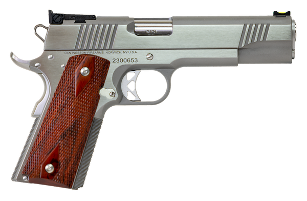 Dan Wesson 01943 Pointman  45 ACP Caliber with 5" Barrel, 8+1 Capacity, Overall Stainless Steel Finish, Beavertail Frame, Serrated Brushed Slide & Cocobolo Grip