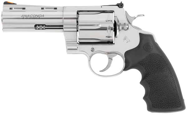 Colt Mfg ANACONDASP4RTS Anaconda  44 Mag 6 Shot 4.25" Stainless Barrel, Cylinder & Frame, Black Hogue Rubber w/Finger Grooves Grip