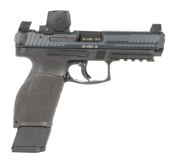 HK 81001350 VP9A1 F w/Optic 9mm Luger 20+1 4.53" Black Barrel & Steel Serrated w/Optic Slide, Black Polymer Frame w/Picatinny Rail, Textured Grip, Vortex CCW