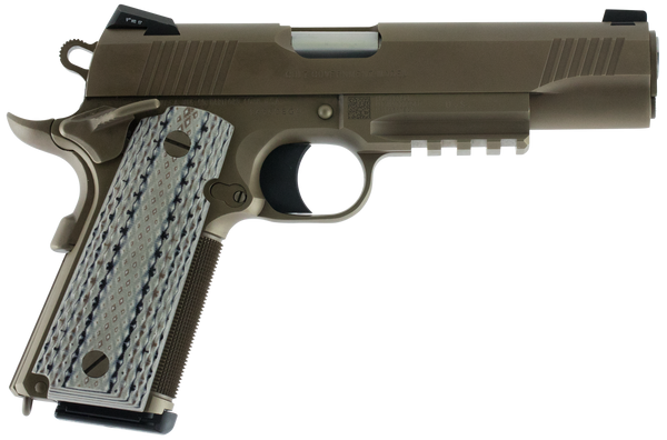 Colt Mfg O1070CQB Limited Edition Government 45 ACP 8+1, 5" Stainless National Match Barrel, Desert Sand Serrated Steel Slide & Frame w/Picatinny Rail, Scalloped Gray G10 Grip, Ambidextrous