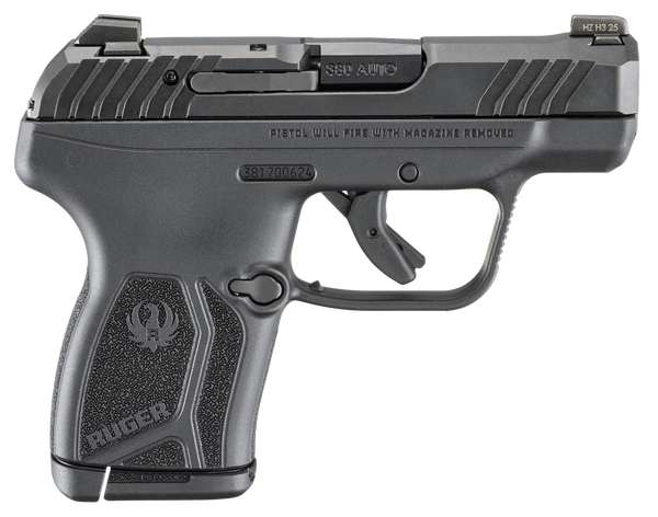 Ruger 13765 LCP Max  Compact Frame 380 ACP 10+1 2.80" Black Oxide Alloy Steel Barrel, Black Nitride Alloy Steel Serrated Slide, Black Polymer Frame, Textured Grip, No Manual Safety