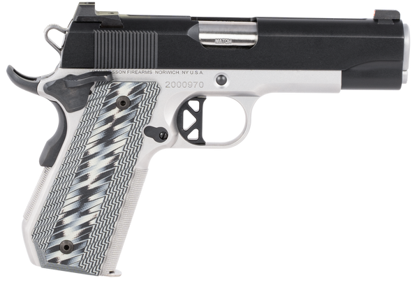 Dan Wesson 01825 V-Bob  45 ACP 8+1 4.25" Stainless Match Grade Barrel, Blued Serrated Stainless Steel Slide, Stainless Steel Frame w/Beavertail, Black/Gray G10 Grip, Ambidextrous