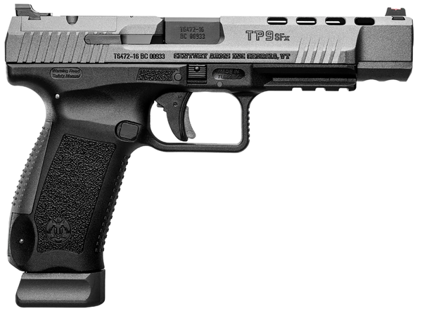 Canik HG4192GN TP9 SFx 9mm Luger 10+1 5.20" Tungsten Gray Match Grade Barrel, Black Lightening Cut/Optic Cut/Serrated Steel Slide, Black Polymer Frame w/Picatinny Rail, Interchangeable Backstrap Grip