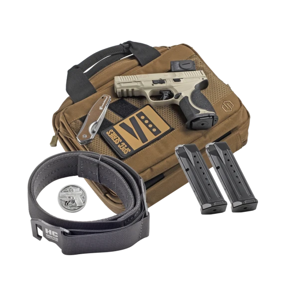 Smith & Wesson Spec Series VI M&P9 M2.0 Metal Compact 9mm Luger, 4" Barrel, 15+1, Champagne Cerakote / Black Armornite