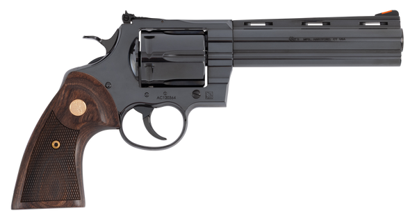 Colt Mfg ANACONDABP6WTS Anaconda  Large 44 Mag 6 Shot 6" Blued Vent Rib Barrel, Cylinder, Drilled & Tapped Steel Frame, Hogue Finger Grooved Grip, Exposed Hammer