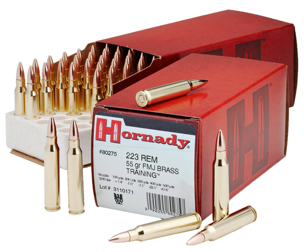 Hornady 80275 Custom  223Rem 55gr Full Metal Jacket Boat Tail 50 Per Box/10 Case