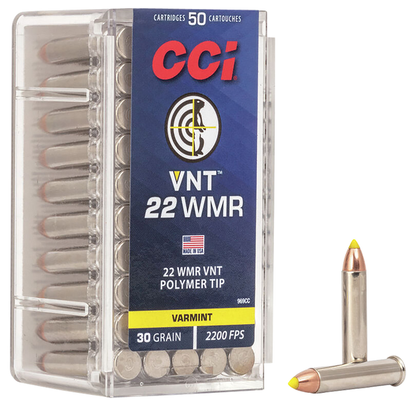CCI 969CC VNT Rimfire 22WMR 30gr Varmint Tipped 50 Per Box/40 Case