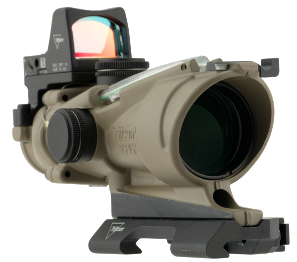 Trijicon 100554 ACOG ECOS Combo Flat Dark Earth 4x32mm Illuminated Green Crosshair .223/5.56 BDC Reticle