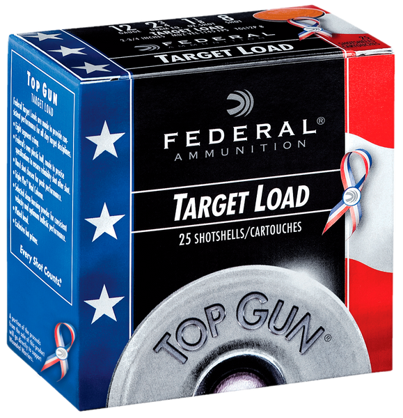 Federal TGL12US8 Top Gun Special Edition Red, White & Blue 12Gauge 2.75" 1 1/8oz 8Shot 25 Per Box/10 Case