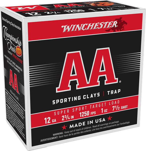 Winchester Ammo AASC12507 AA Super Sport Sporting Clay 12Gauge 2.75" 1oz 7.5Shot 25 Per Box/10 Case
