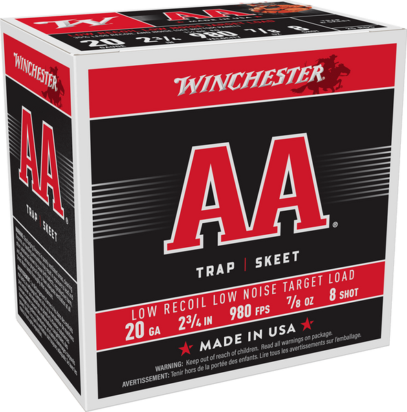 Winchester Ammo AA20FL8 AA Low Recoil 20Gauge 2.75" 7/8oz 8Shot 25 Per Box/10 Case