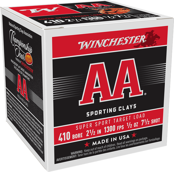 Winchester Ammo AASC417 AA Super Sport Sporting Clay 410Gauge 2.50" 1/2oz 7.5Shot 25 Per Box/10 Case