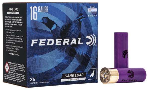 Federal H1636 Game-Shok High Brass 16Gauge 2.75" 1 1/8oz 6Shot 25 Per Box/10 Case
