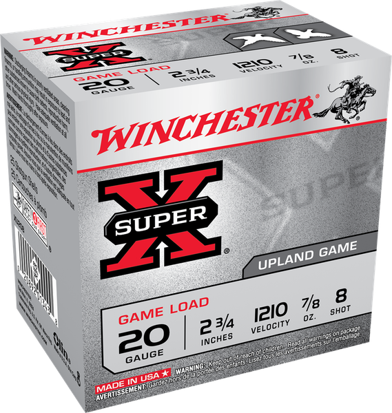 Winchester Ammo XU208 Super X Game Load 20Gauge 2.75" 7/8oz 8Shot 25 Per Box/10 Case