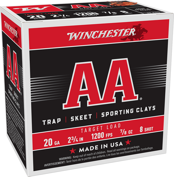 Winchester Ammo AA208 AA  20Gauge 2.75" 7/8oz 8Shot 25 Per Box/10 Case