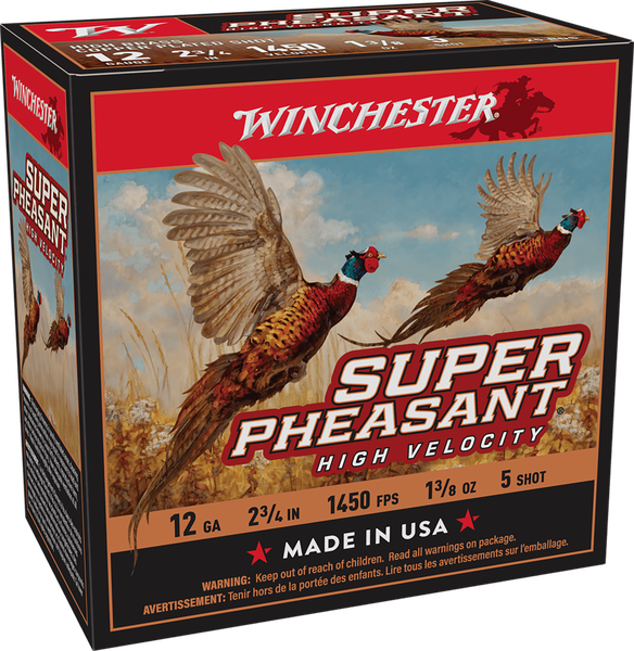 Winchester Ammo X12PHV5 Super Pheasant High Velocity High Brass 12Gauge 2.75" 1 3/8oz 5Shot 25 Per Box/10 Case
