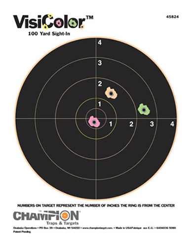Champion Targets 45824 VisiColor  Bullseye Paper Hanging Pistol/Rifle 8.50" x 11" Multi-Color Includes Pasters 10 Pack