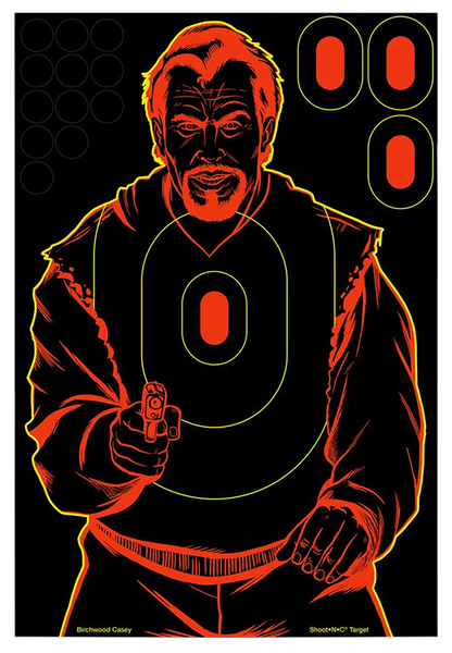 Birchwood Casey 34647 Shoot-N-C Reactive Target Self-Adhesive Paper Black/Red 12"x18" Bad Guy Silhouette 12 Pack