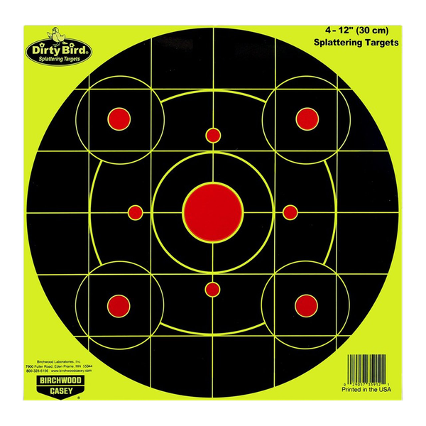 Birchwood Casey 35912 Dirty Bird Sight-In Circle Paper Hanging Pistol/Rifle 12" Black/Red 4 Per Pkg