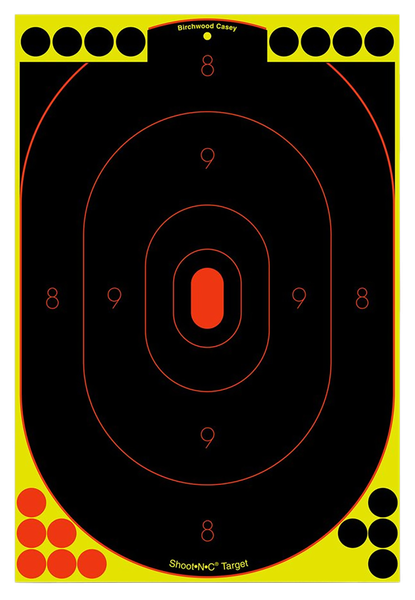 Birchwood Casey 34605 Shoot-N-C Reactive Target Self-Adhesive Paper Black/Yellow/Red 12"x18" Silhouette 5 Pack