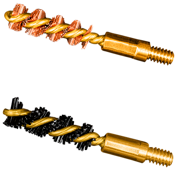 Otis FG317NB Bore Brush Set  17 HMR/177 Cal/177 WSM 5-40" Thread 1" Long Bronze/Nylon Bristles 2 Per Pkg