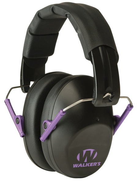 Walker's GWPFPM1BKPU Pro Low Profile Passive Muff 22 dB Over the Head Black/Purple Accent Polymer
