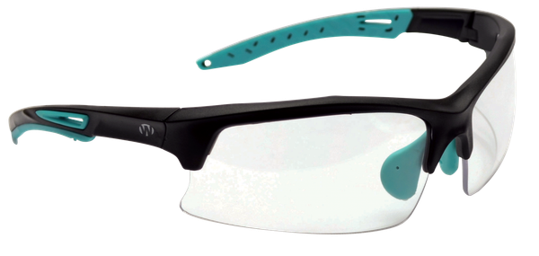 Walker's GWPTLSGLCLR Sport Glasses  Adult Clear Lens Polycarbonate Black with Teal Accents Frame