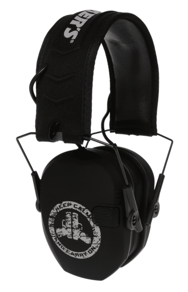 Walker's GWPRSEMFSKCCO Razor Slim Electronic Freedom Muff 23 dB Over the Head Black w/Distressed Carry On Logo Polymer