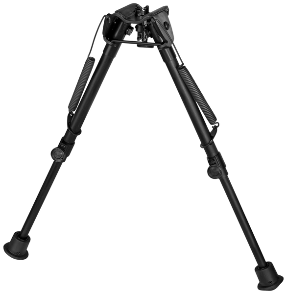 Harris Bipods 1A2-L2 Non-Swivel L Swivel Stud, 9-13", Black Steel/Aluminum, Self Leveling Legs, Rubber Feet (No Sling Stud Provision)