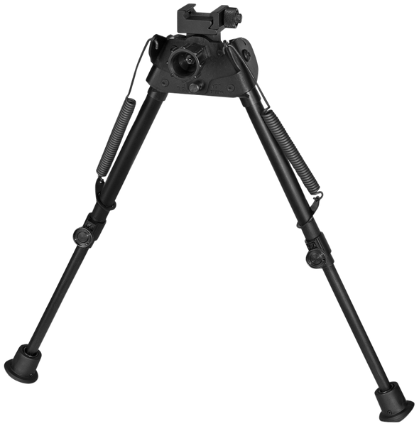 Harris Bipods S-LP Swivel L Picatinny, 9-13", Black Steel/Aluminum, Rubber Feet
