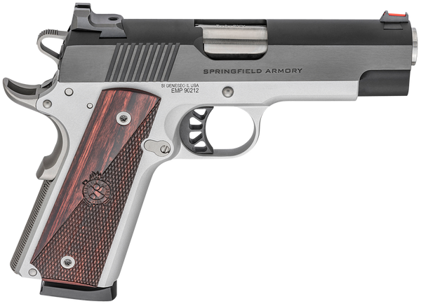 Springfield Armory PX9124L 1911 Ronin EMP 9mm Luger 10+1, 4" Stainless Match Grade Bull Steel Barrel, Blued Serrated Carbon Steel Slide, Satin Cerakote Aluminum Frame w/Beavertail, Textured Wood Grip