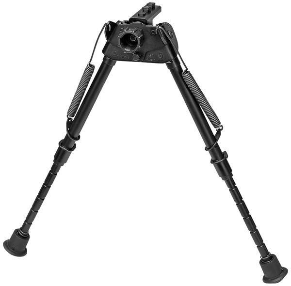 Harris Bipods S-LMM-LOK Swivel L M-LOK, 9-13", Black Steel/Aluminum, Notched Legs, Rubber Feet