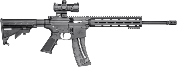Smith & Wesson 12722 M&P15 Sport OR 22 LR 25+1 16.50" Matte Black Barrel, Optic Ready w/Red & Green Dot Optic Receiver, Black 6 Position Stock