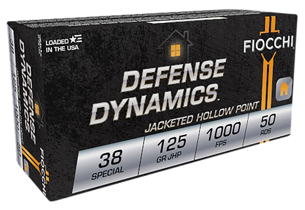Fiocchi 38F Defense Dynamics  38Special 125gr Jacketed Hollow Point 50 Per Box/20 Case