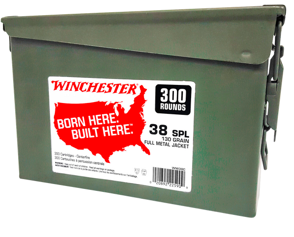 Winchester Ammo WW38C USA Ammo Can 38Special 130gr Full Metal Jacket 300 Per Box/2 Case