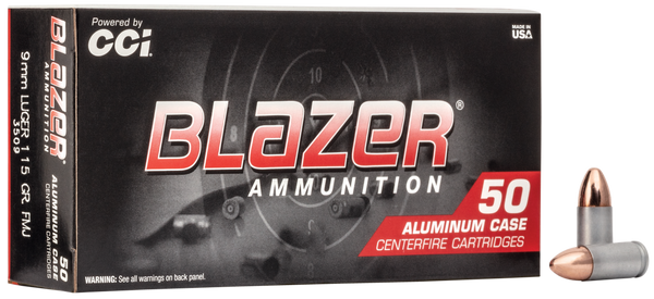 CCI 3509 Blazer Handgun 9mmLuger 115gr Full Metal Jacket 50 Per Box/20 Case