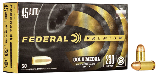 Federal GM45A Premium Gold Medal 45ACP 230gr Full Metal Jacket 50 Per Box/20 Case