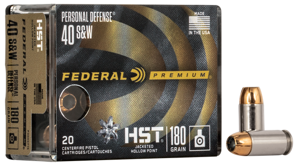 Federal P40HST1S Premium Personal Defense 40S&W 180gr HST Jacketed Hollow Point 20 Per Box/10 Case