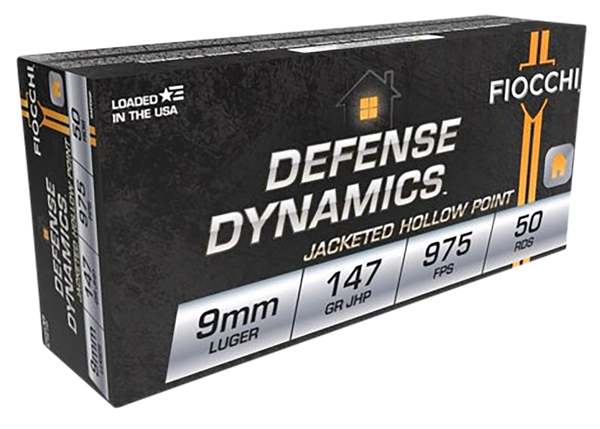 Fiocchi 9APDHP Defense Dynamics  9mmLuger 147gr Jacketed Hollow Point 50 Per Box/20 Case