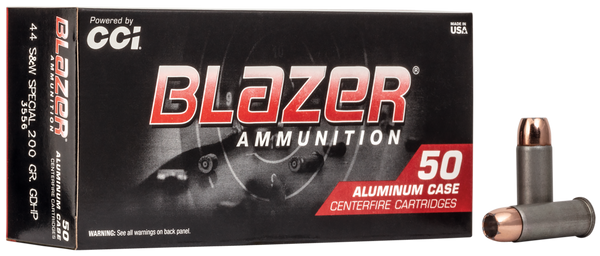 CCI 3556 Blazer Handgun 44S&W Spl 200gr Jacketed Hollow Point 50 Per Box/20 Case
