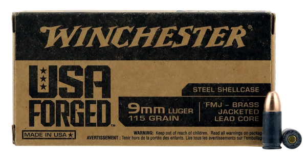 Winchester Ammo WIN9SV USA Forged 9mmLuger 115gr Full Metal Jacket 50 Per Box/10 Case