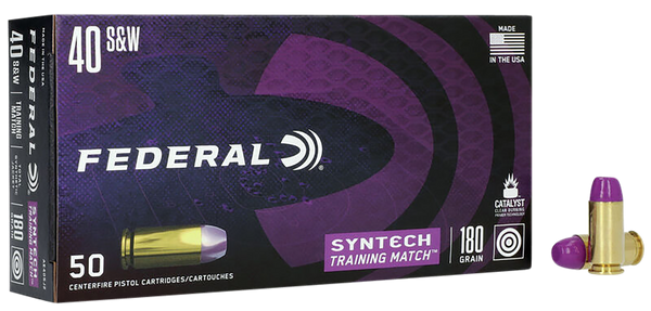 Federal AE40SJ2 Syntech Training Match 40S&W 180gr Total Syntech Jacket Flat Nose 50 Per Box/10 Case