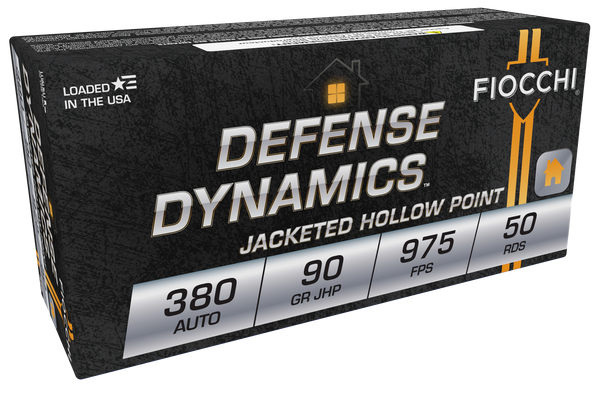 Fiocchi 380APHP Defense Dynamics  380ACP 90gr Jacketed Hollow Point 50 Per Box/20 Case