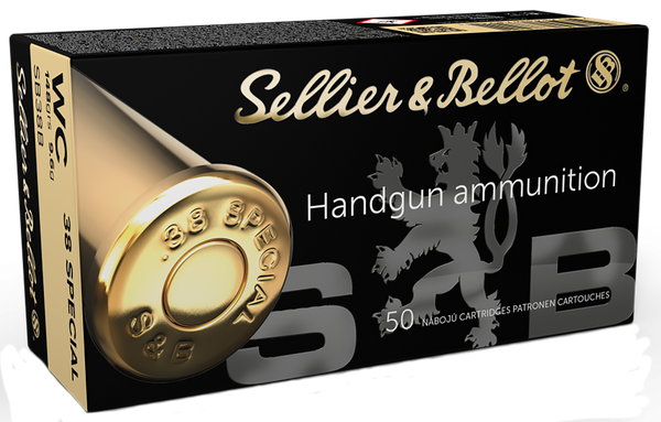 Sellier & Bellot SB38B Handgun  38Special 148gr Wadcutter 50 Per Box/24 Case