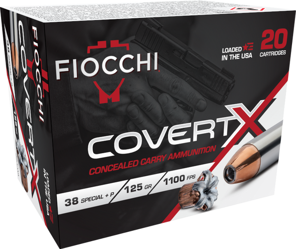 Fiocchi 38CCWA CovertX  38Special +P 125gr Jacketed Hollow Point 20 Per Box/10 Case