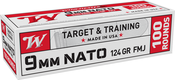 Winchester Ammo W9NATOVP9mm NATO 124gr Full Metal Jacket 100 Per Box/10 Case