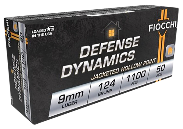 Fiocchi 9APBHP Defense Dynamics  9mmLuger 124gr Jacketed Hollow Point 50 Per Box/20 Case *Worn