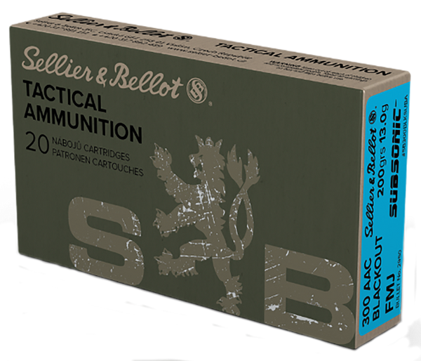 Sellier & Bellot SB300BLKSUBA Rifle  300Blackout 200gr Full Metal Jacket Subsonic 20 Per Box/50 Case