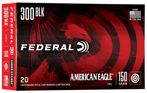 Federal AE300BLK1 American Eagle Rifle 300Blackout 150gr Full Metal Jacket Boat Tail 20 Per Box/25 Case